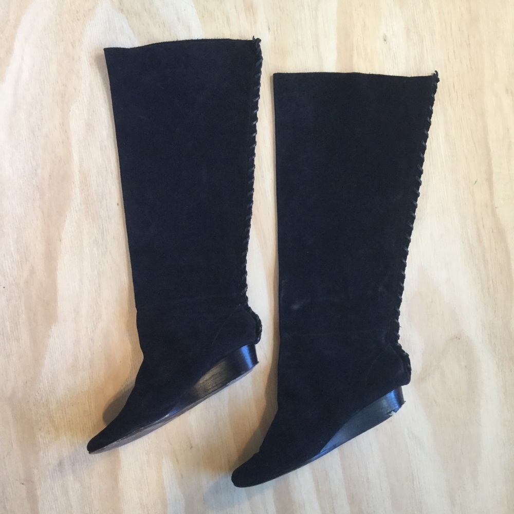 Michael Kors Black Leather Suede Tall Slouch Boot
